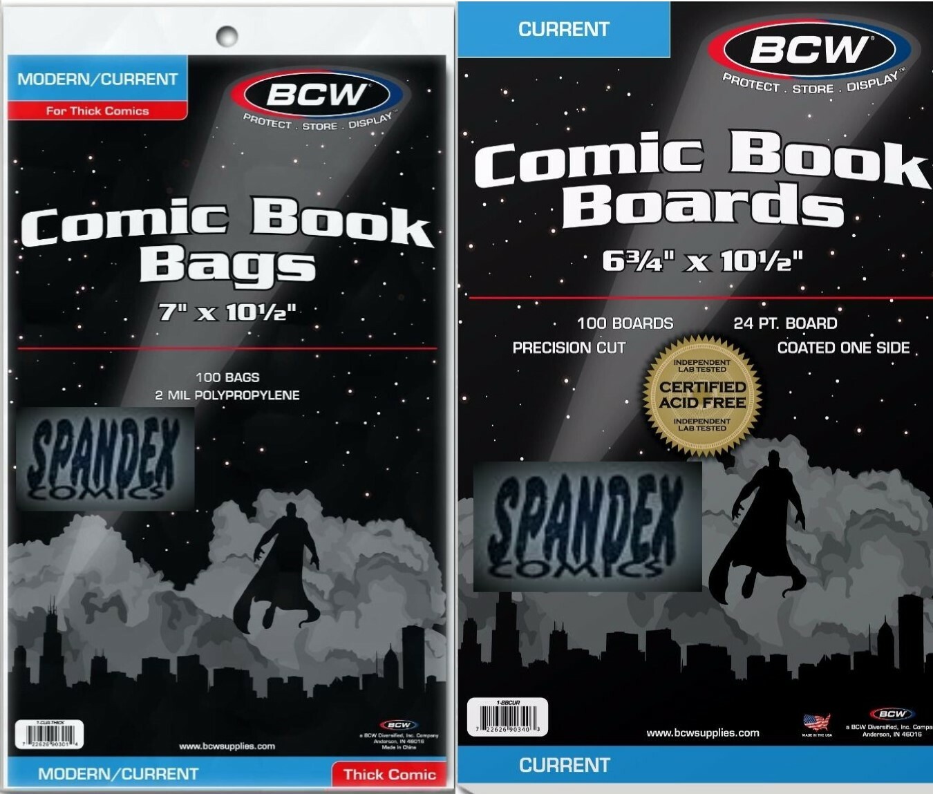 100 BCW Current Boards & 2-Mil Current Thick Polypropylene Comic Bags