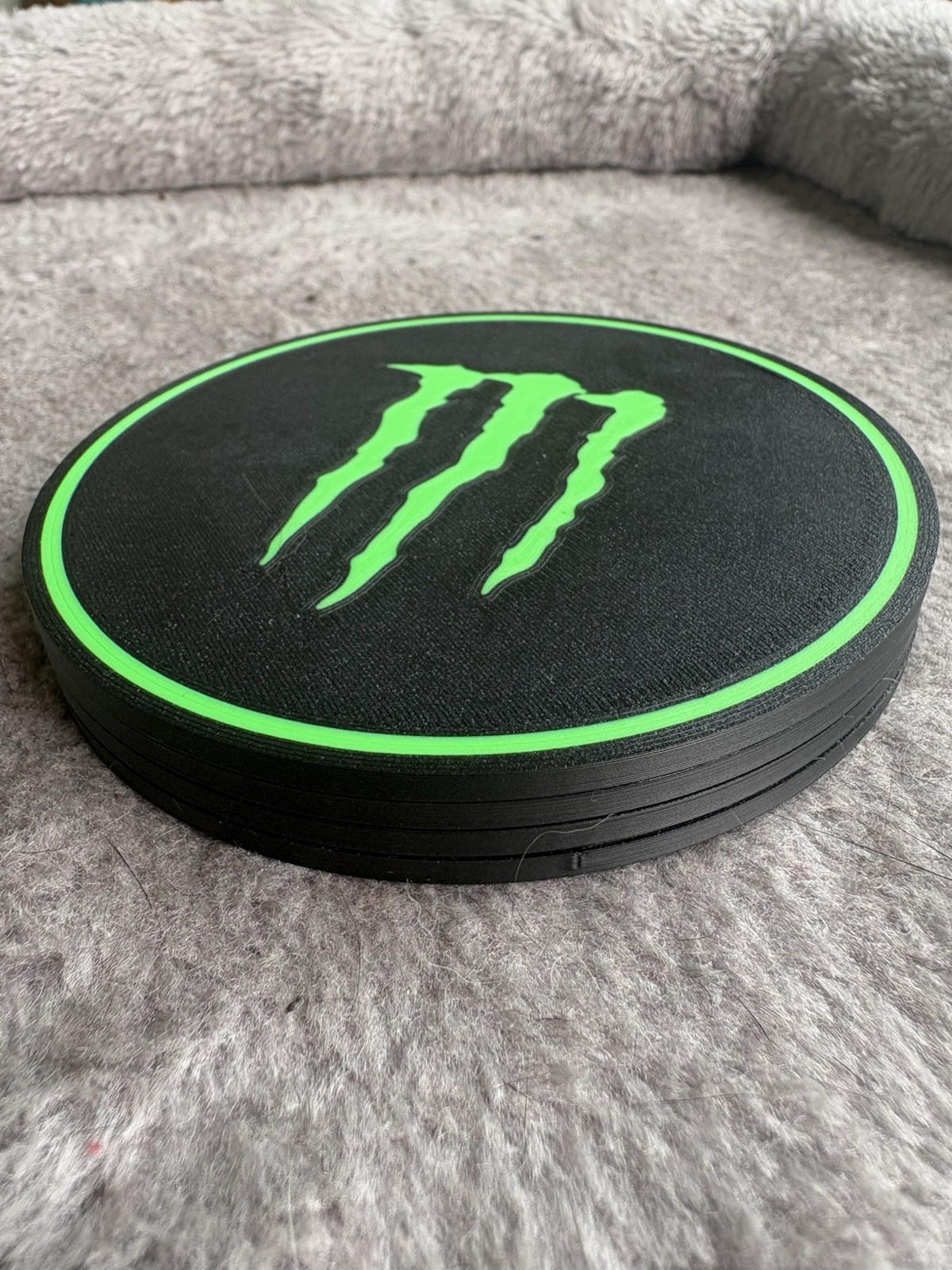 Monster Energy Coaster Set With Display Holder – Black & Green Home Bar Decor