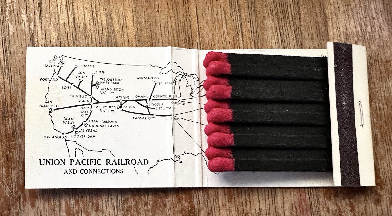 Union Pacific Railroad Matchbooks Lot of 16 All Unused w Map Be Specific Shield