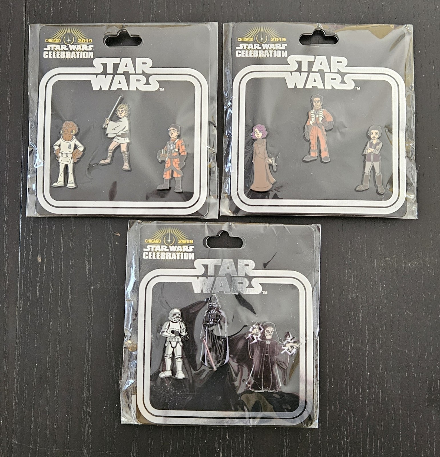 Star Wars Celebration Chicago 2019 Trading pin set Lot of 3 Jedi Sith