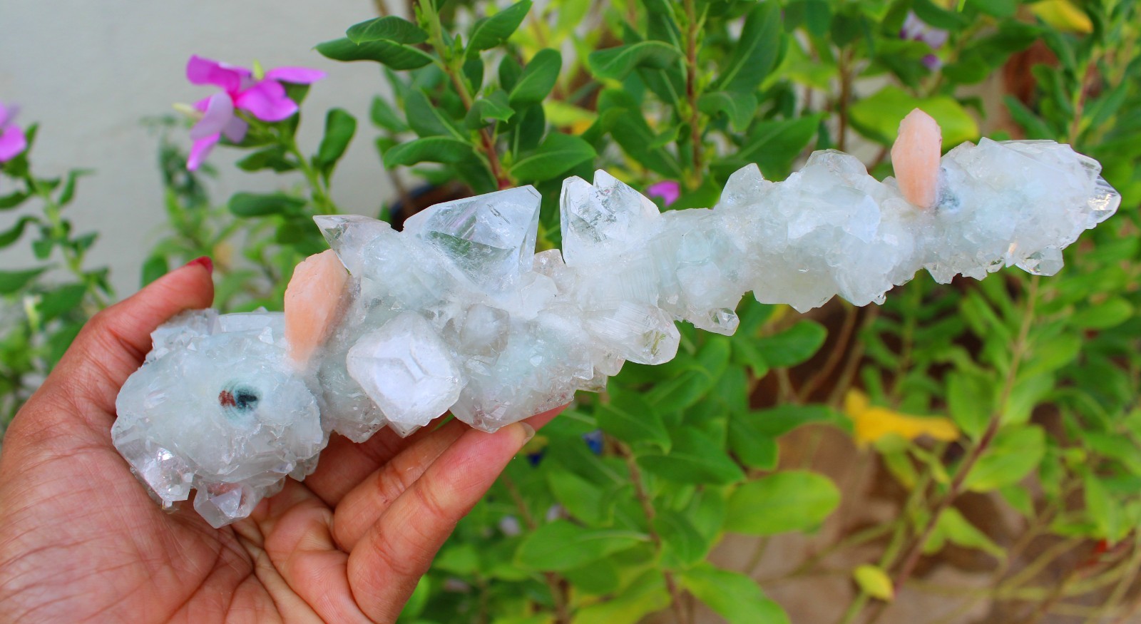 Apophyllite Crystals w/ Stilbite Stalactites Minerals Specimen ( 20X11 ) REPAIR