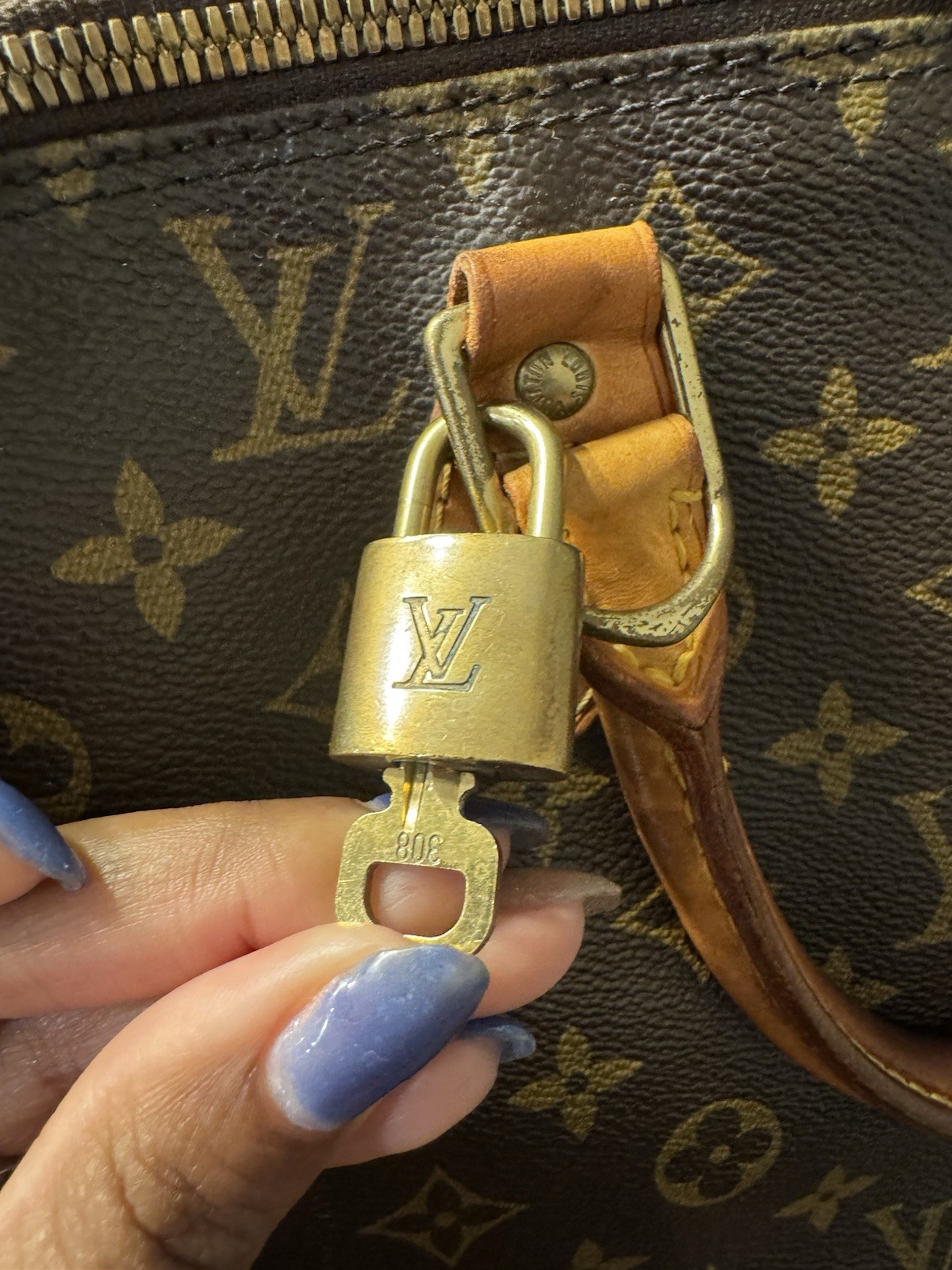 Louis Vuitton Brass Padlock Lock & Key Set for Handbag Purse Bag Hardware
