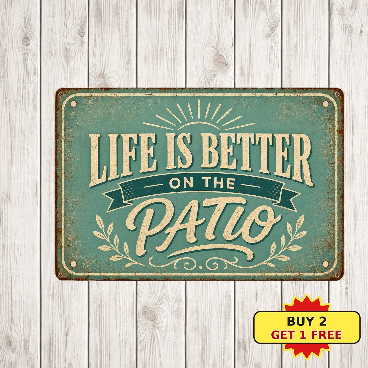 Life Is Better On The Patio Porch Rules Retro Metal Tin Sign Plaque