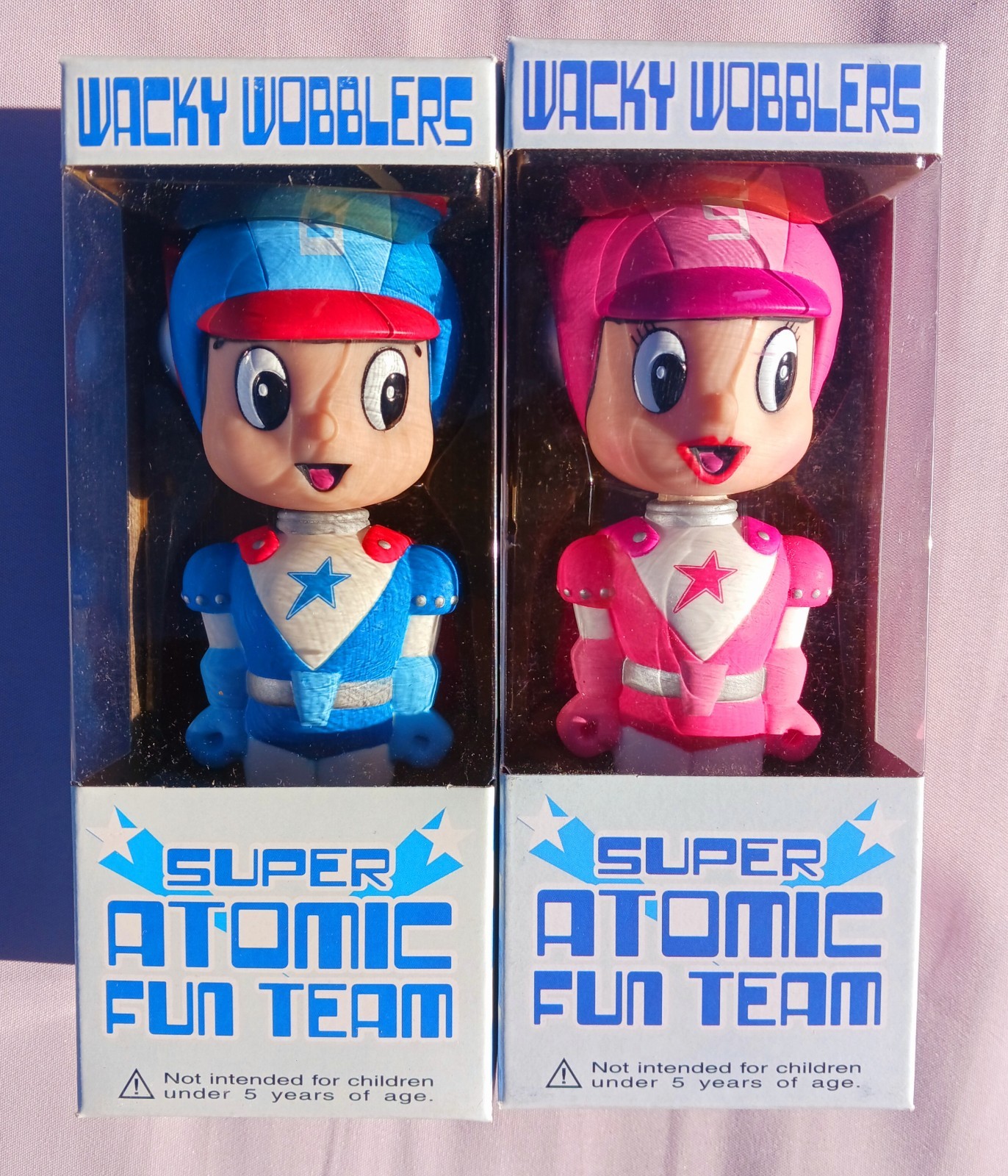 2 Funko Wacky Wobblers! Super Atomic Fun Team Boy and Girl Toy Tokyo Exclusive