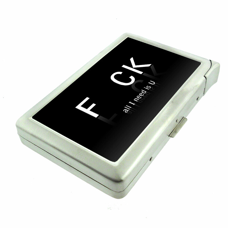 Need You Em1 100’s Size Cigarette Case with Built in Lighter Metal Wallet