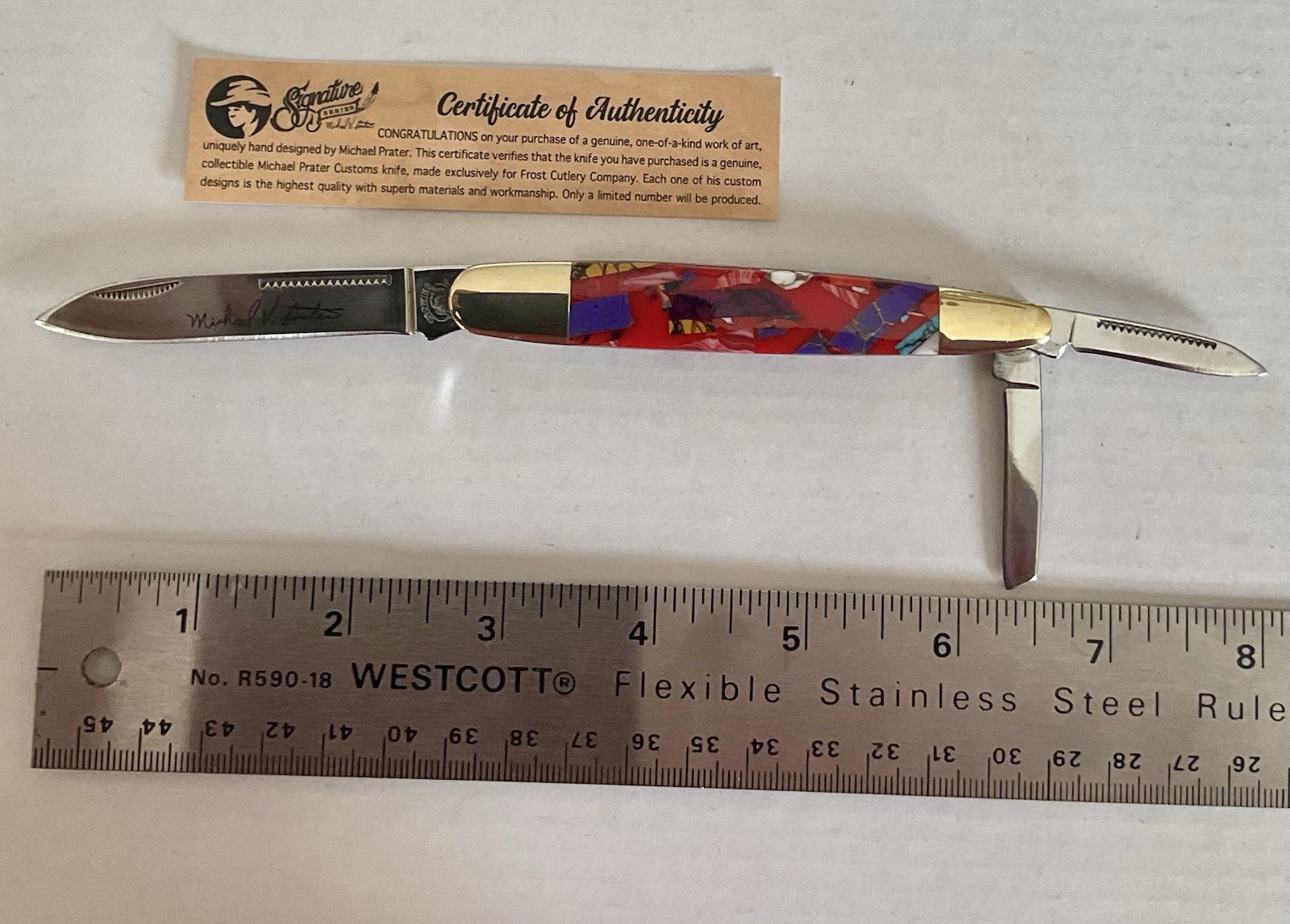 Crowing Rooster Michael Prater 3-Blade PartyTime Whittler Knife…Beautiful