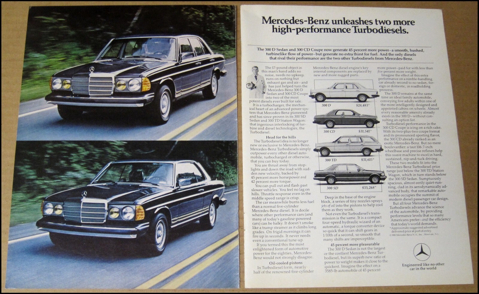 1982 Mercedes-Benz 2-Page Print Ad 1981 Car Auto Advertisement 300 D & 300 CD