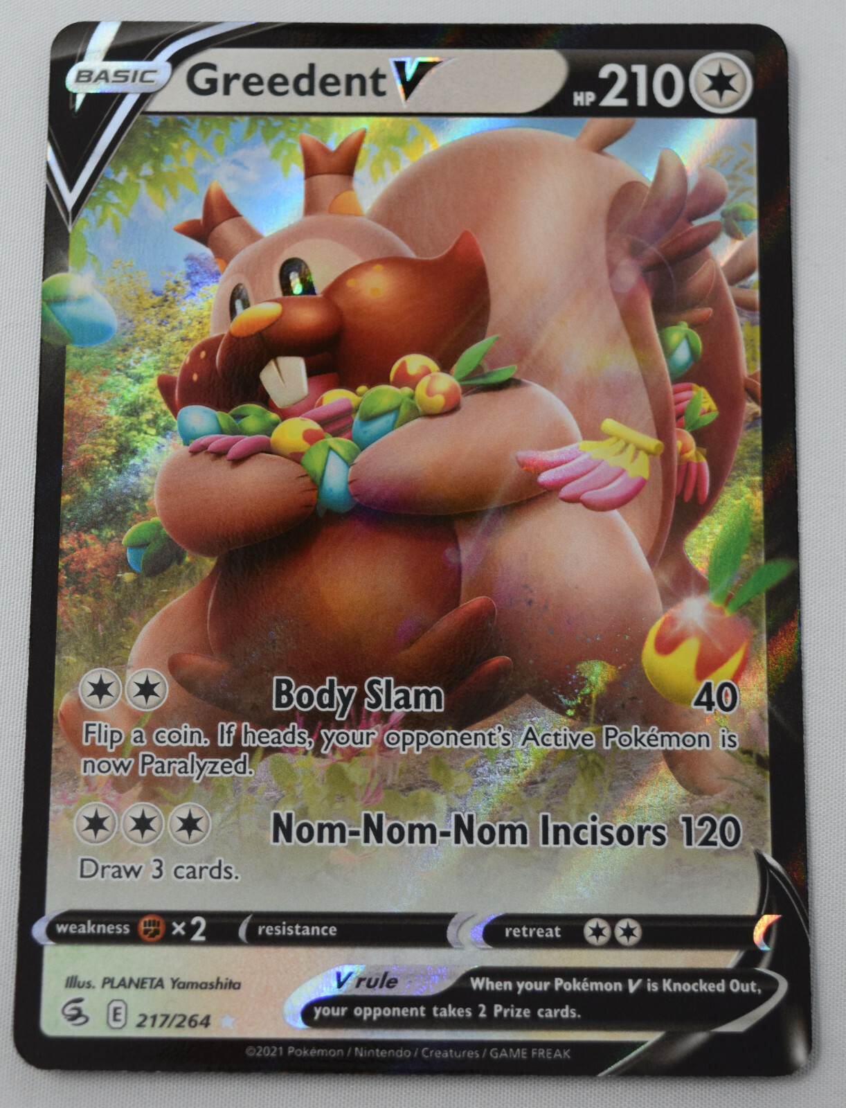 Pokemon TCG Fusion Strike Greedent V Full Art 217/264 NM