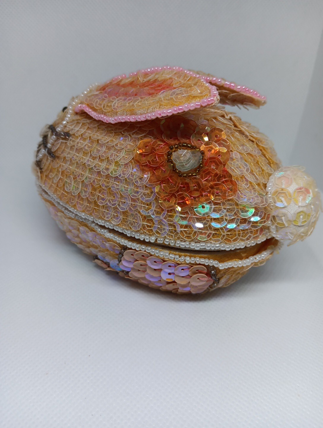 Sequin Beaded Easter Bunny Shaped Like Egg Pink Multicolor Unbranded