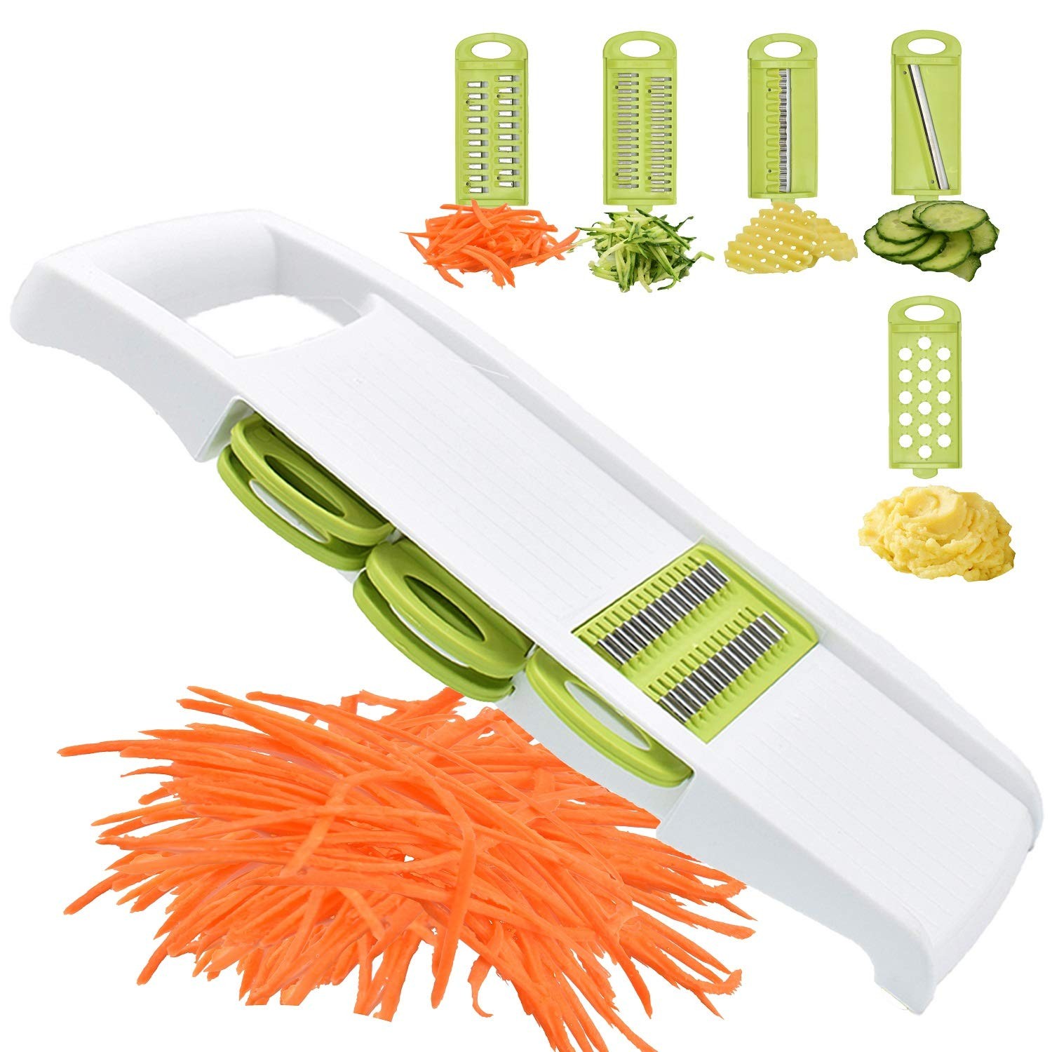 NACOLUS 5 in 1 Mandoline Slicer Vegetable Mandolin Multi Medium, Green
