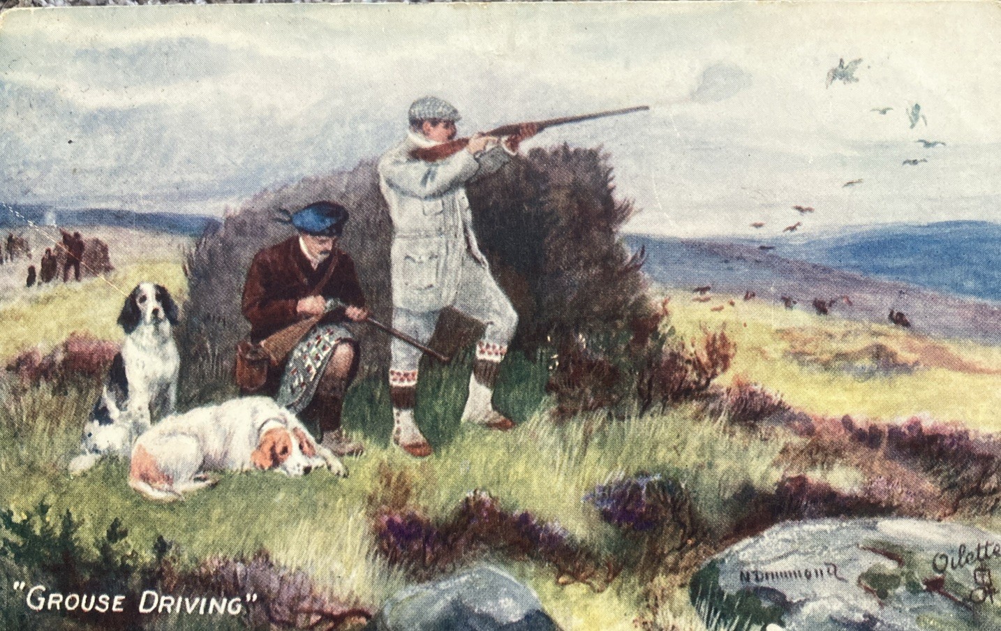 1908 Tucks With Dog & Gun Grouse Driving Postcard 9273