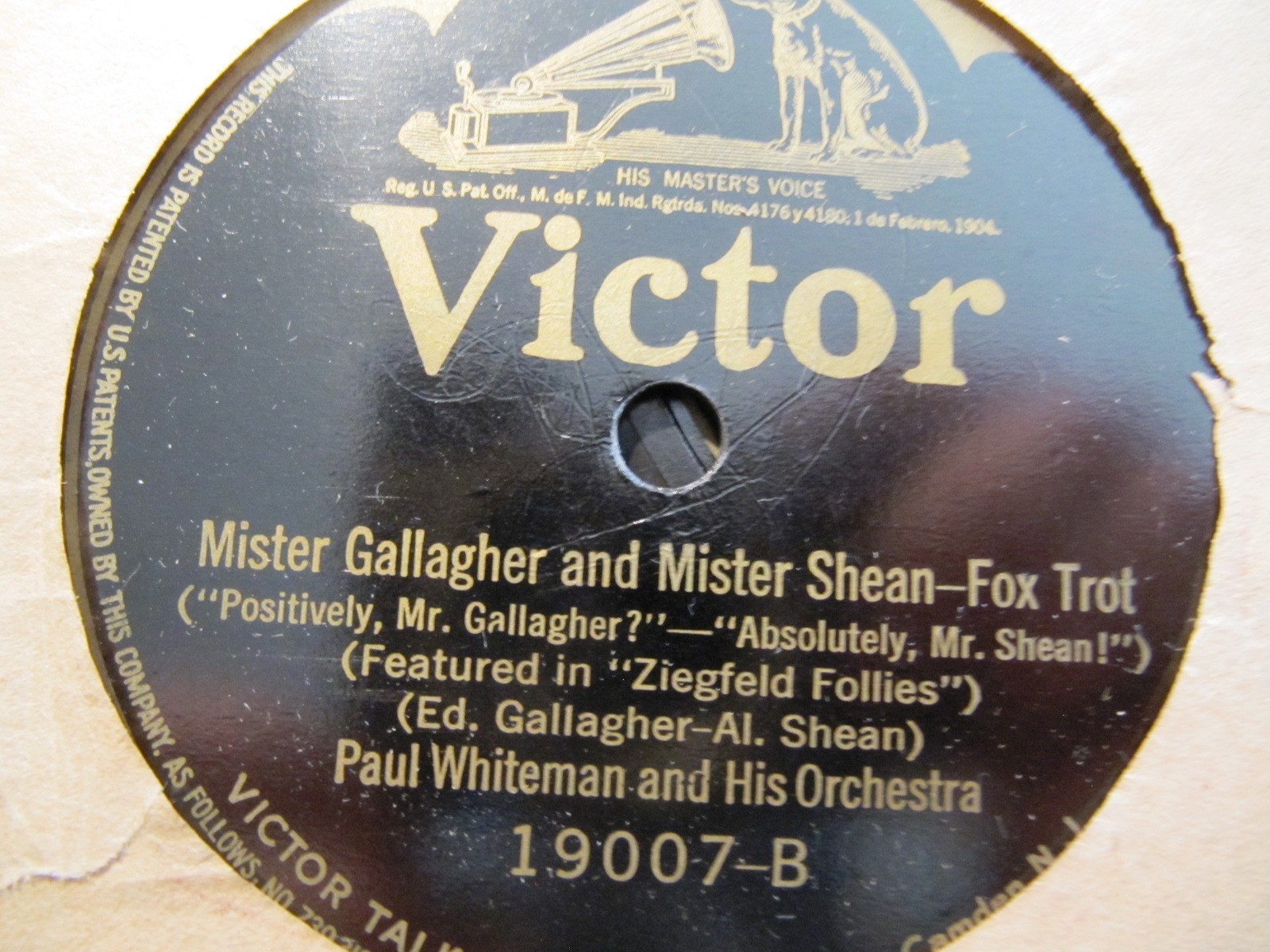 1923 BILLY MURRAY Ziegfeld Follies MR GALLAGHER & SHEAN Paul Whiteman VIC 19007