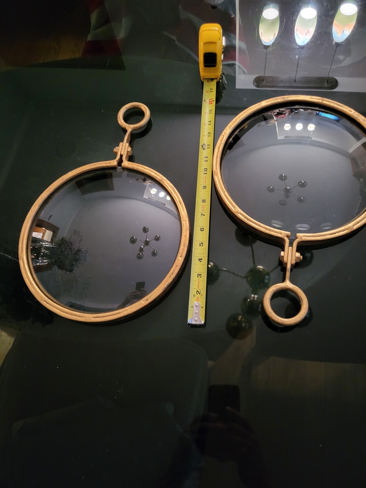 Vintage Candle Wall Sconce Hanging Magnifying Glass Pair