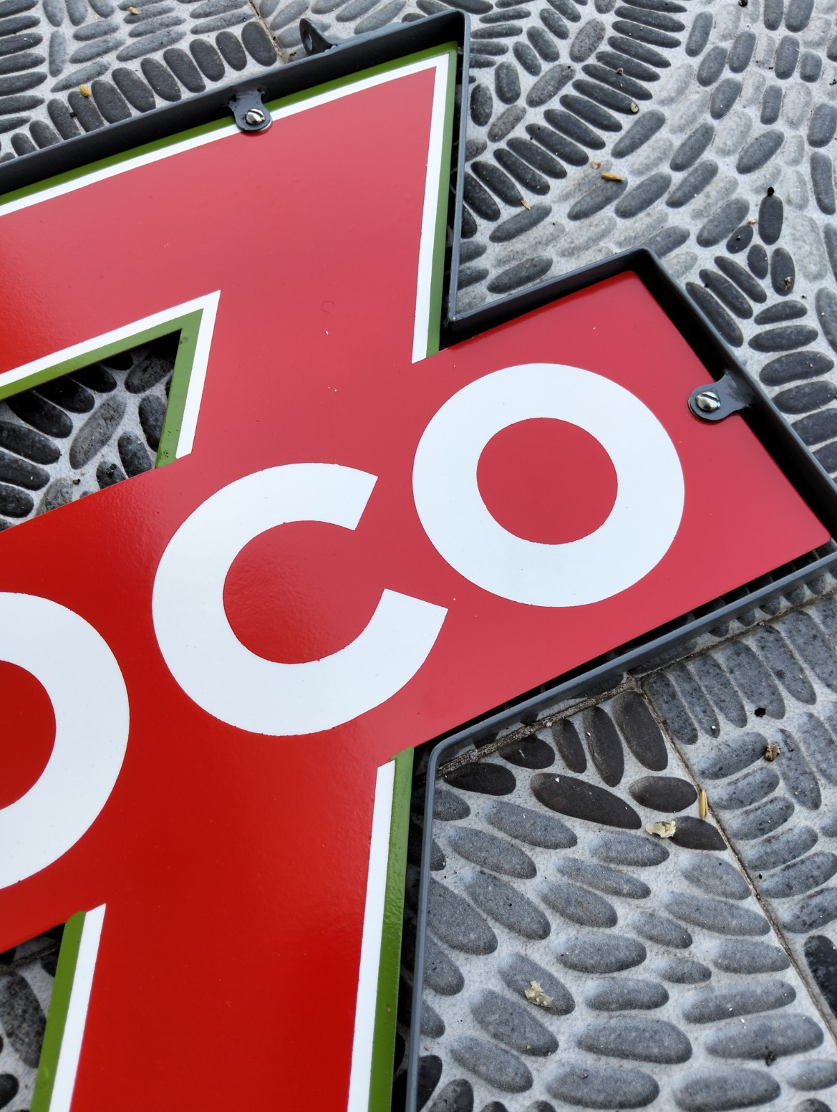 Double Side Triangle Conoco Oil & Gas Company Sign 24″ Not Porcelain Repop