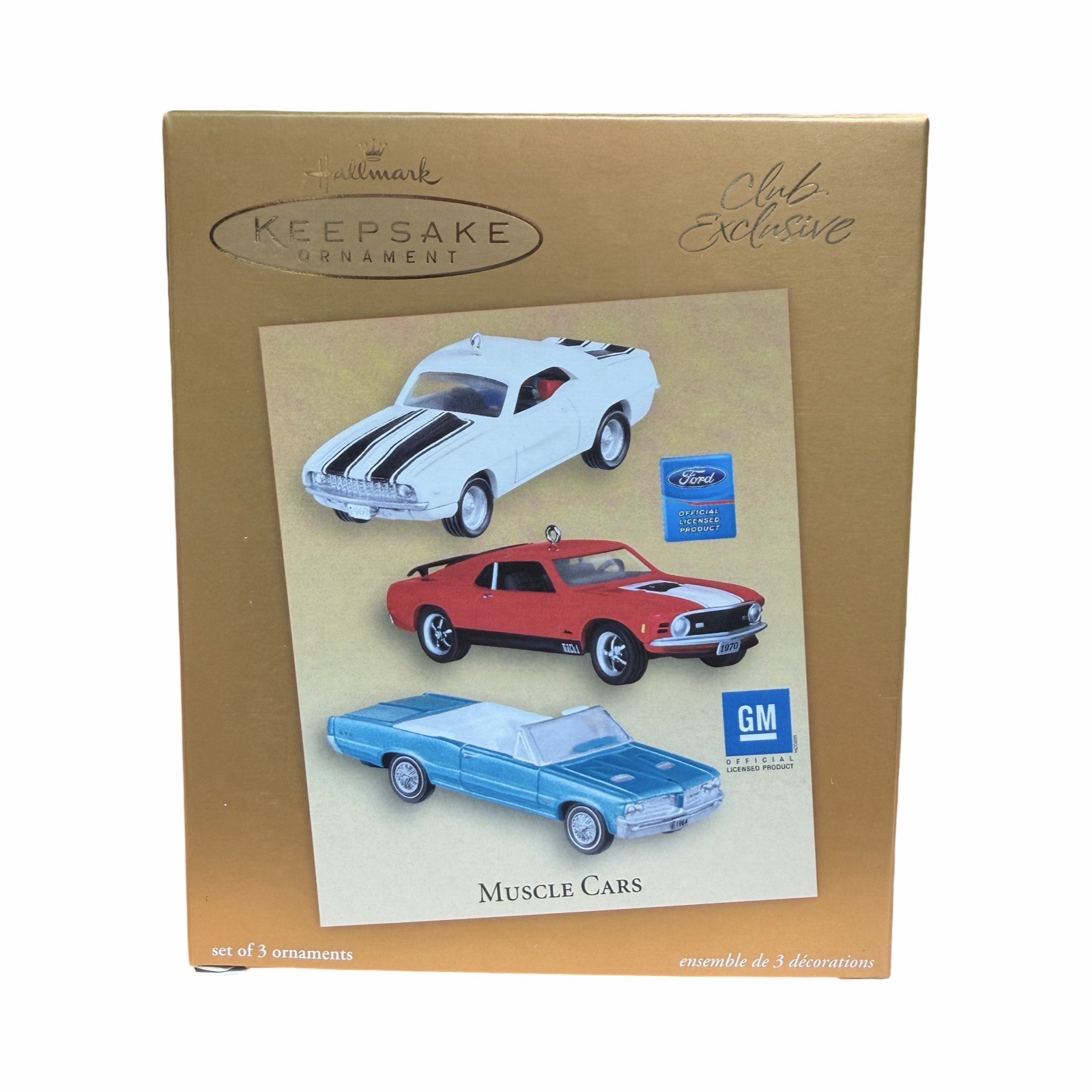 2005 Hallmark Club Exclusive Muscle Cars Ornaments – Ford, Chevrolet, Pontiac