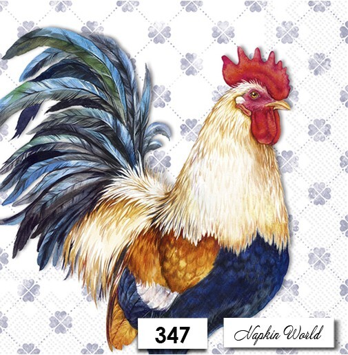 (347) TWO Paper LUNCHEON Decoupage Art Craft Napkins – ROOSTER CHICKEN COCKEREL