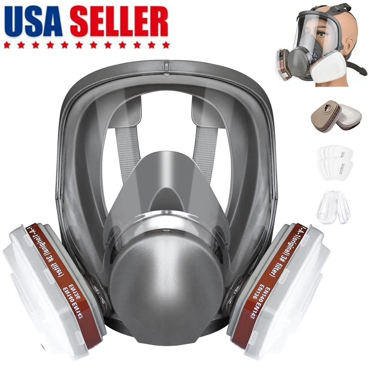 Work Protection Full Face Gas Respirator Against Dust Decoration Car Spraying