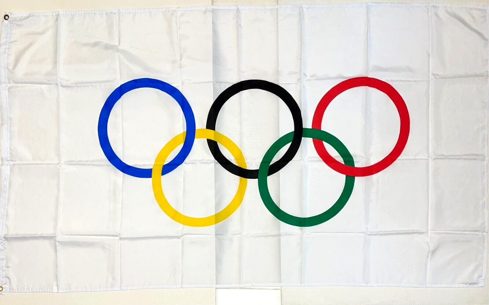 New White 3x5ft OLYMPIC GAMES FLAG superior quality US Seller