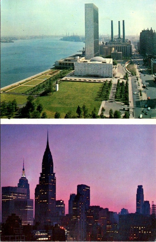 Vintage Postcar View from Beekman Tower Hotel Skyline Waterfront New York 11704