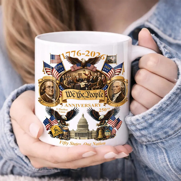 1776-2026 America 250th Anniversary Mug, We The People Patriotic Coffee Mug