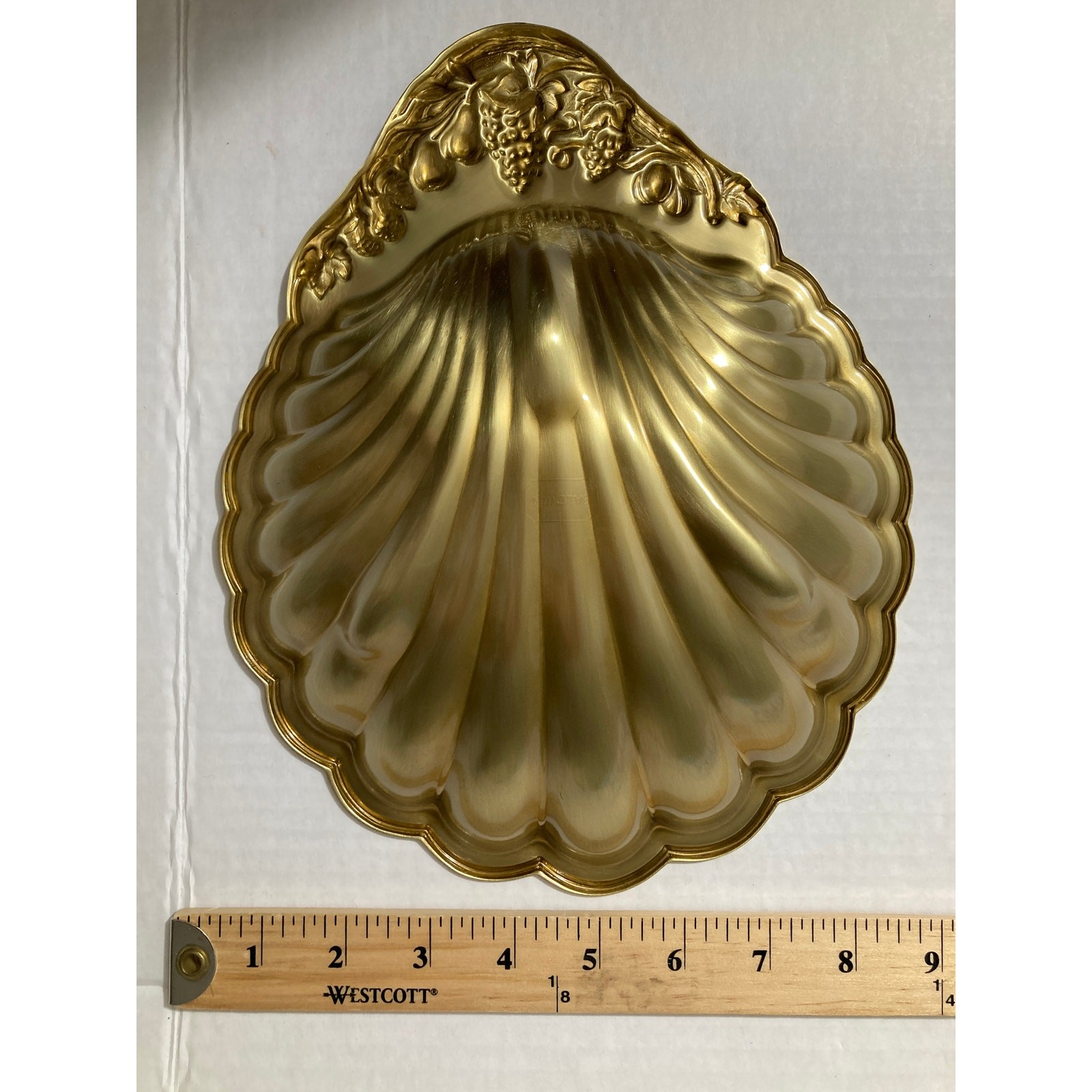 vintage ANTIQUE BALDWIN SOLID BRASS SPRING GARDEN CLAM SHELL DISH BEACHYWITH BOX