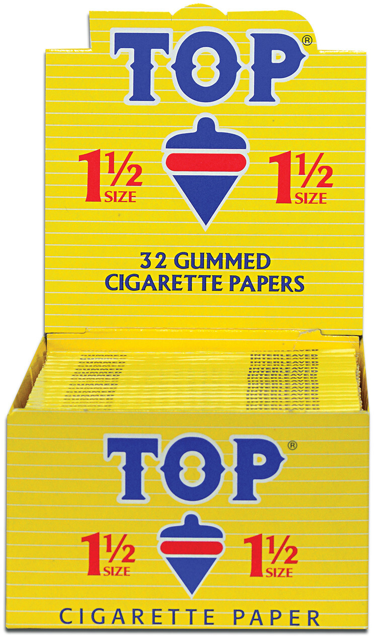 FULL DISPLAY Top 1 1/2 Cigarette Rolling Paper GENUINE NEW (Box of 24 Booklets)
