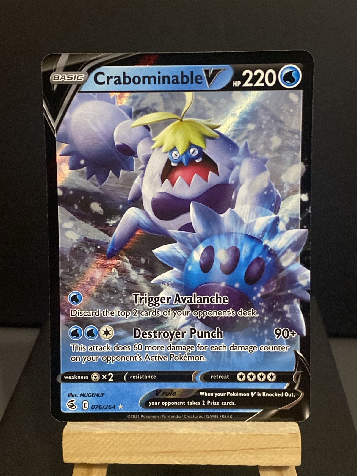 Pokemon Card Crabominable V 076/264 Half Art Fusion Strike Near Mint