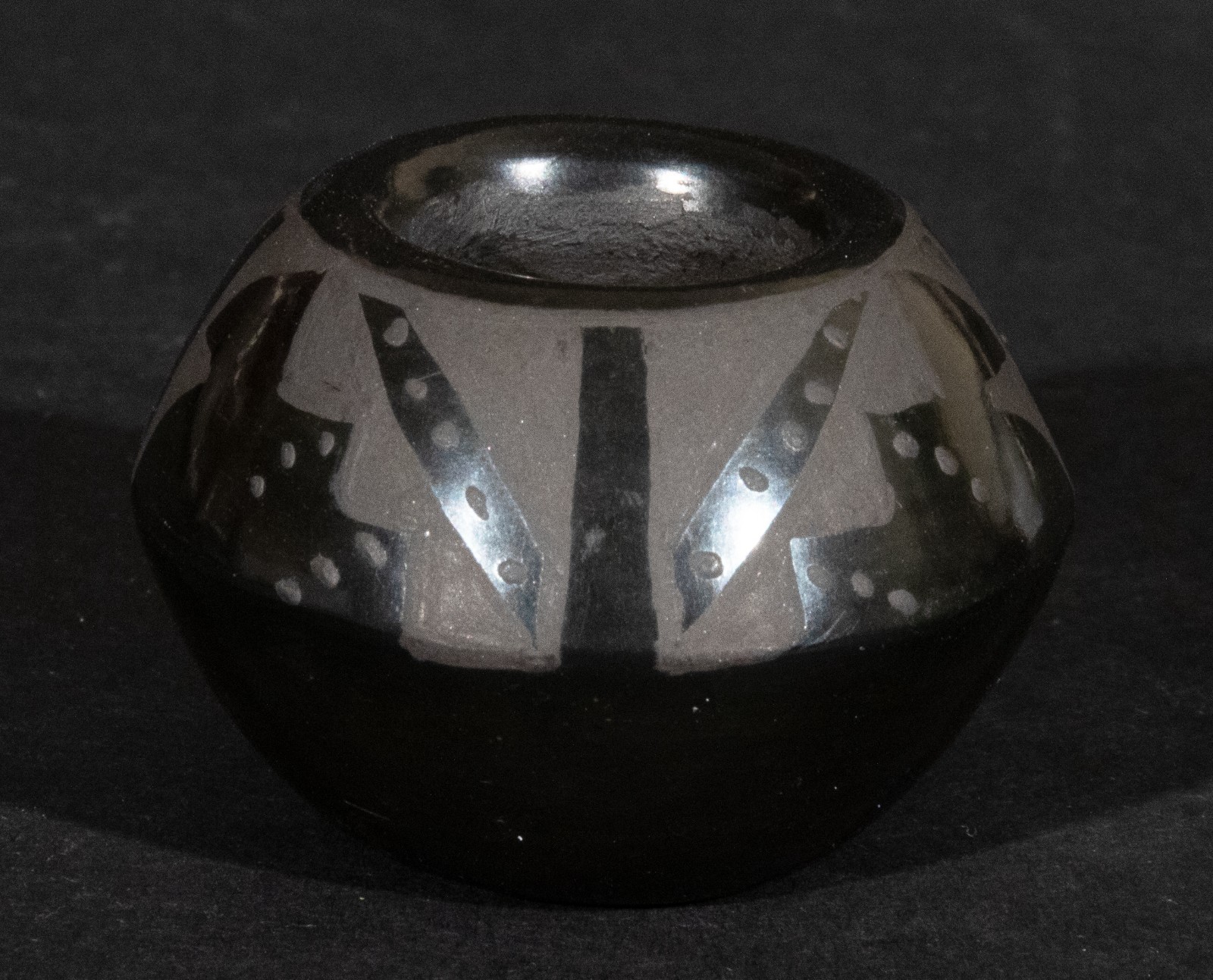 Blackware Pottery Small Vessel With Geometric Designs
