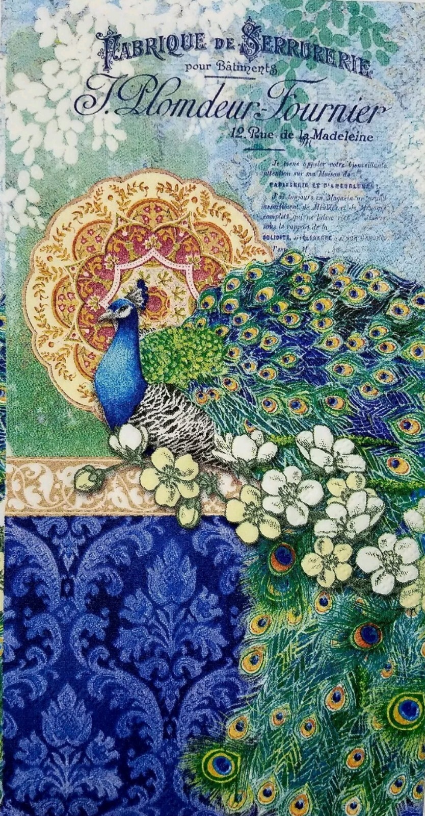 TWO Individual Napkins Peacock Birds Guest Towel for Decoupage (1094)
