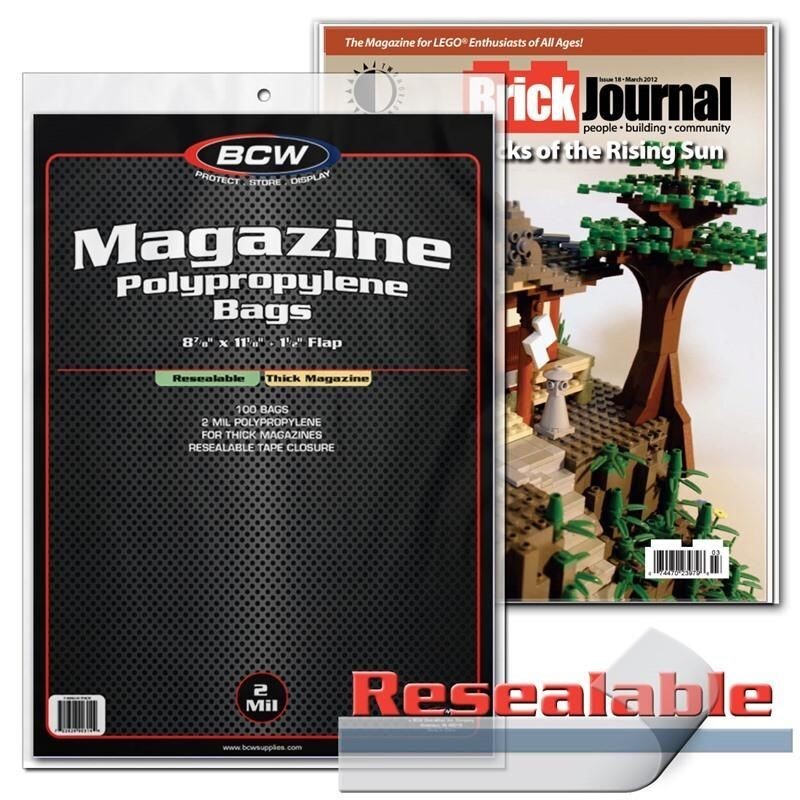 THICK Resealable Magazine Protection Poly Bags 100 Safe Storage Sleeve Flap BCW