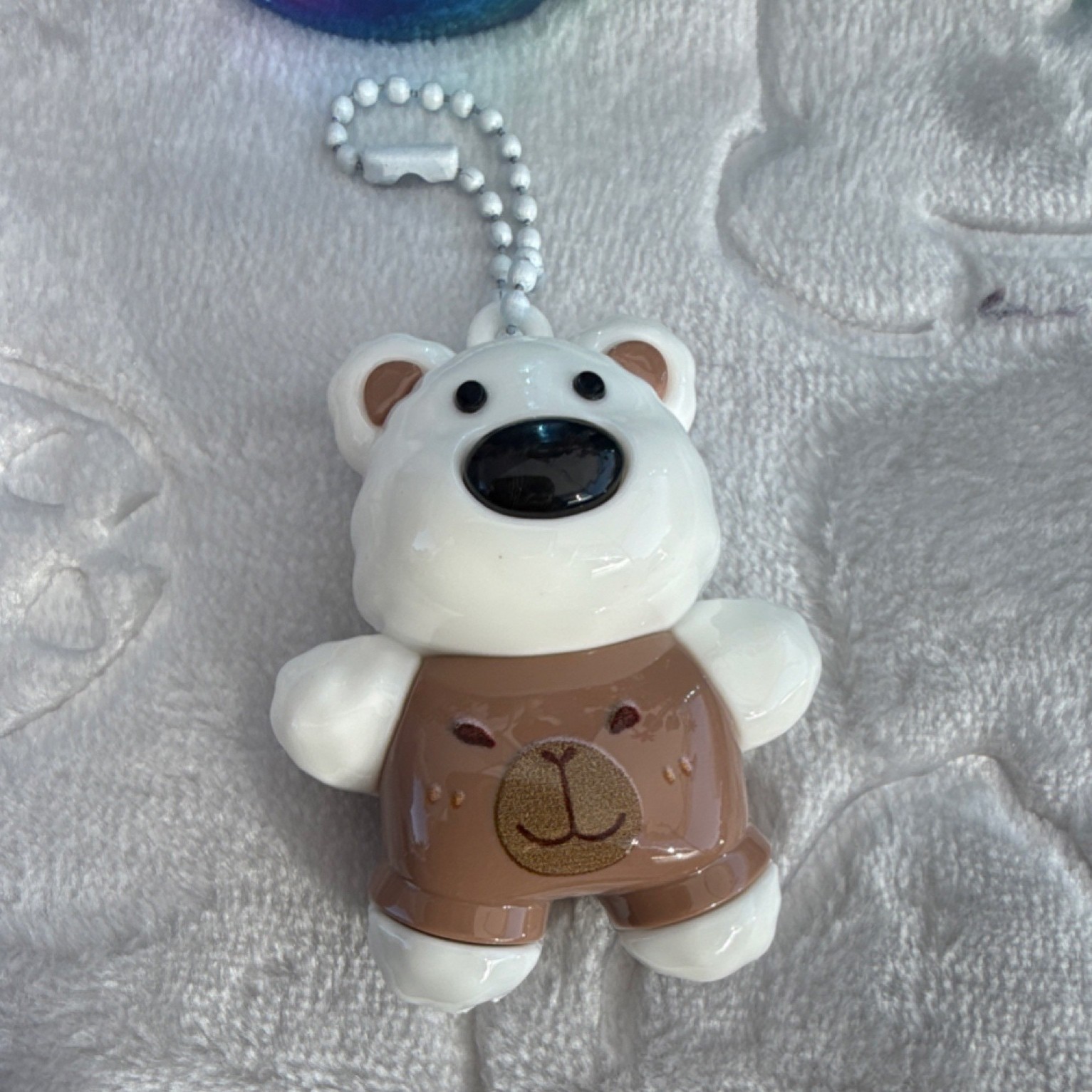 Bear Plastic Keychain Belt Chain Ball Chain White Brown Animal Modern 1970-Now