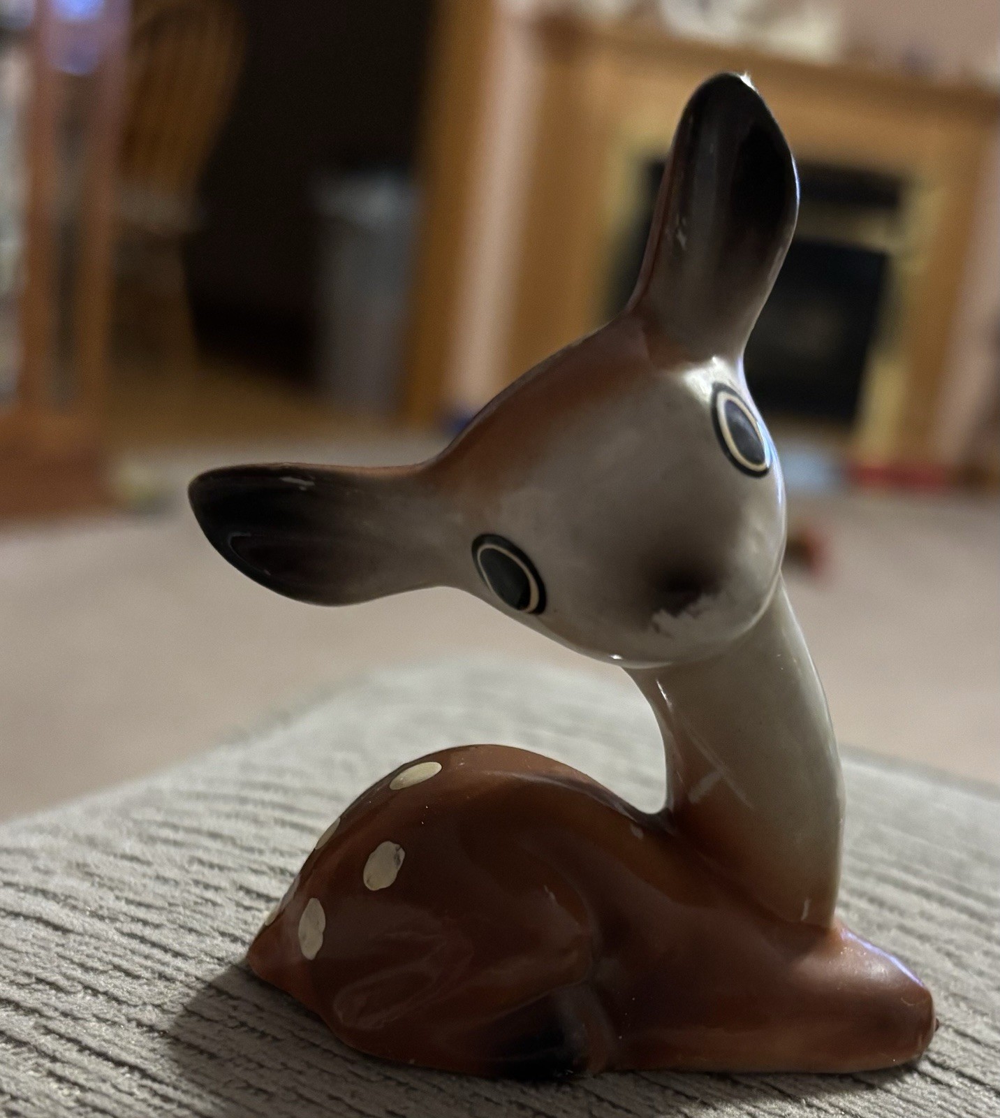 Vintage Ceramic Deer Fawn Figurine. Mfg In Korea. Mid 20th Century