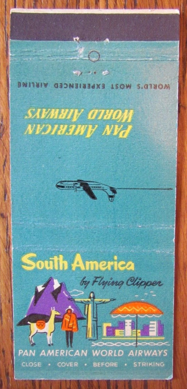 PAN AMERICAN AIRLINE (PAN-AM) 1952? MATCHBOOK COVER SOUTH AMERICA MATCHCOVER D28