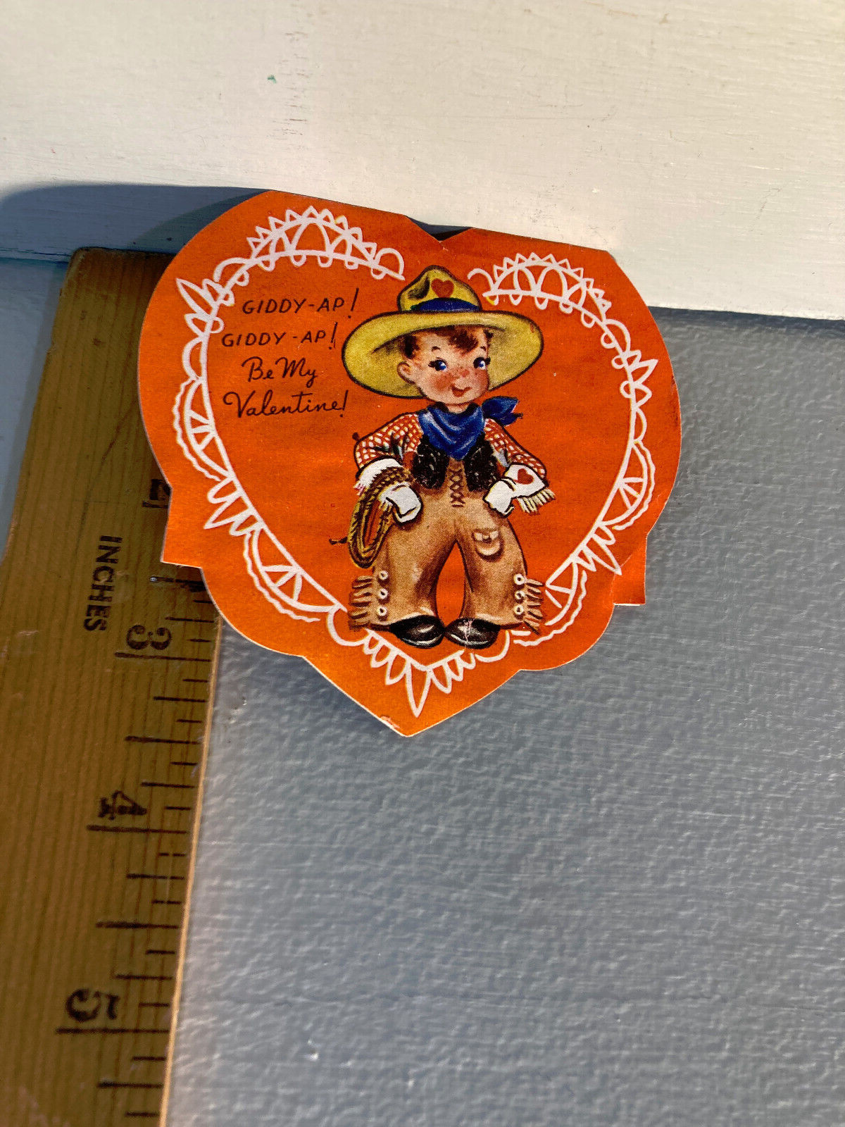Vtg Valentine Card Little Cowboy “Giddy-Ap” A-Meri-Card c3