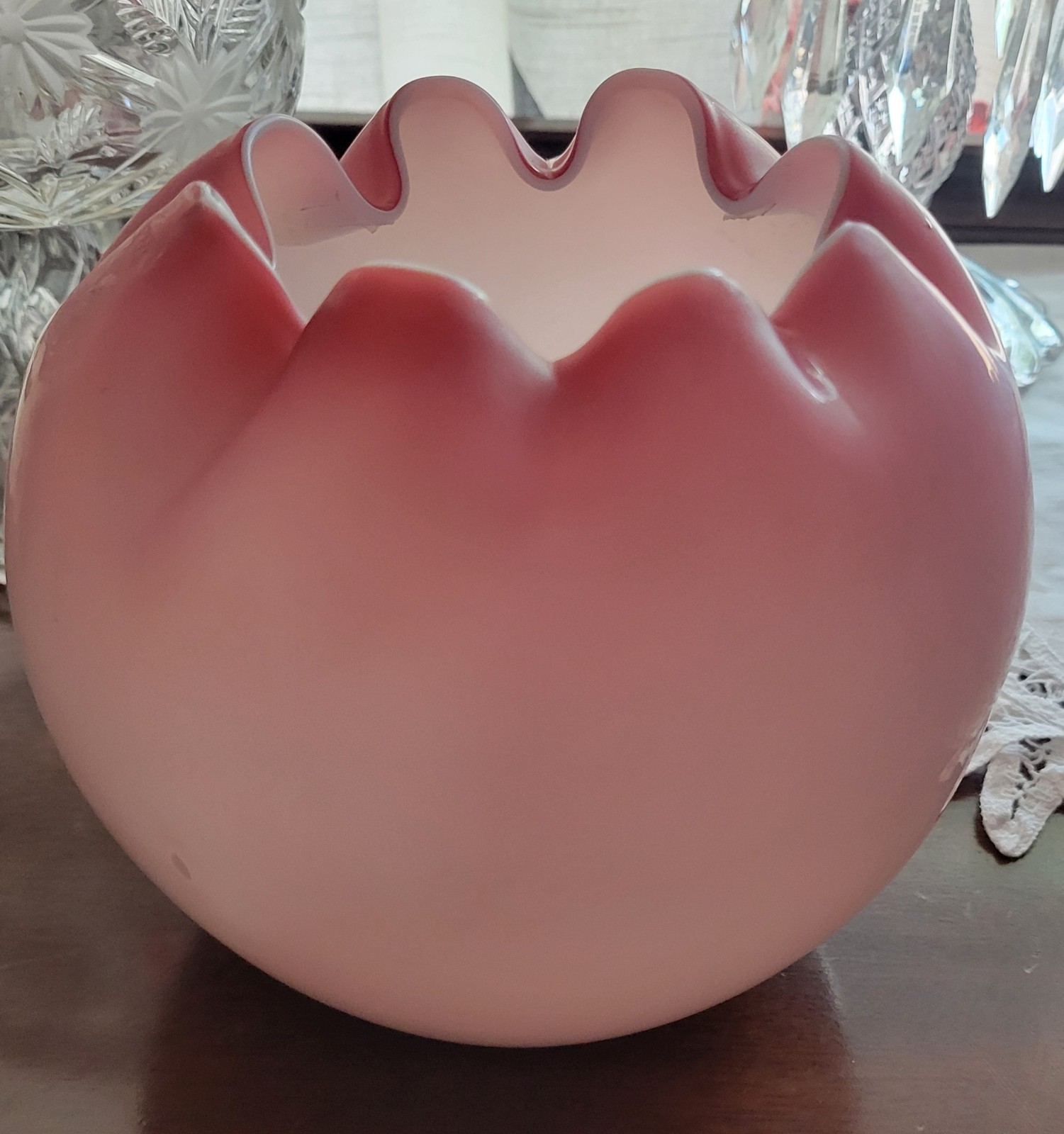 Satin Finished Mt Washington Peachblow Rose Glass Bowl