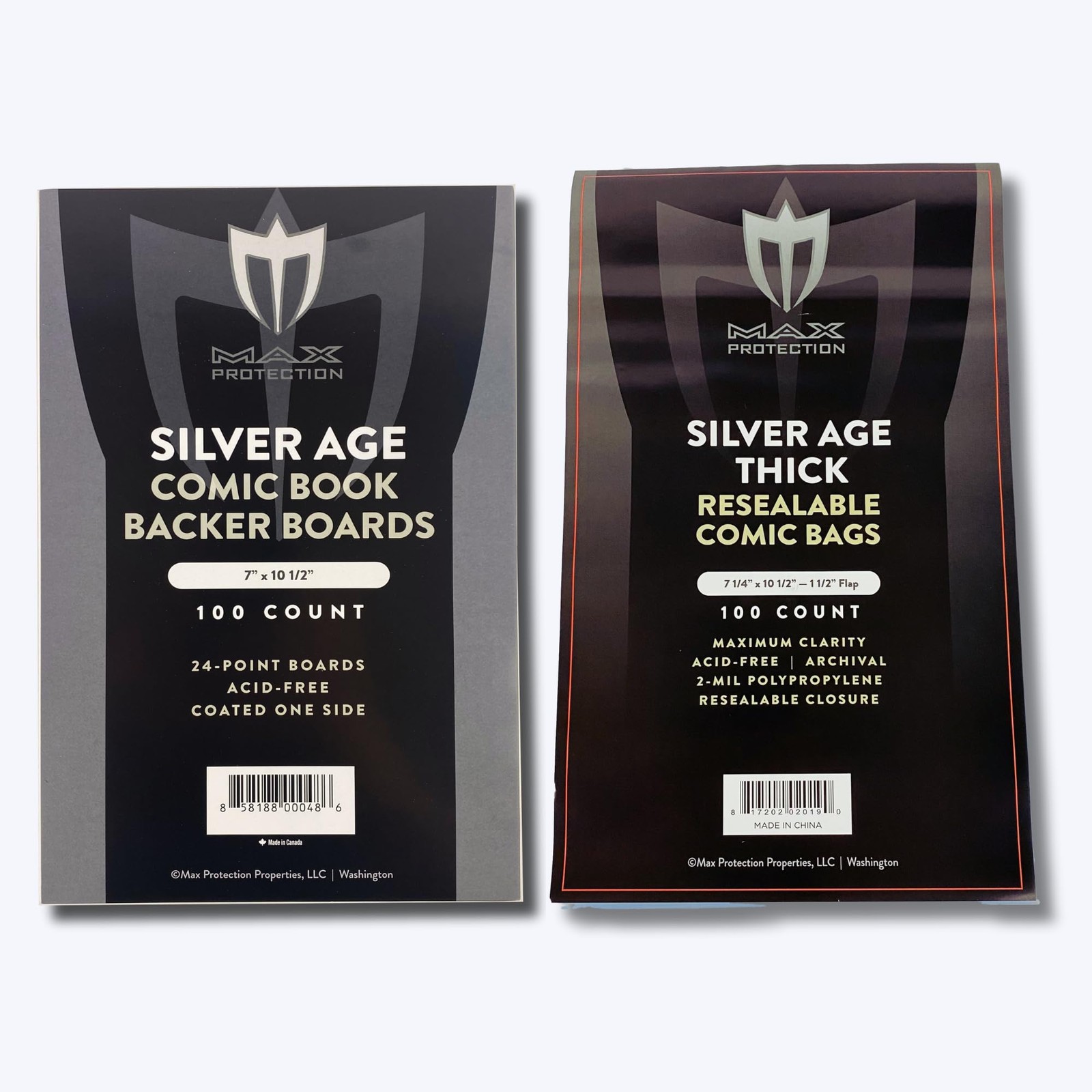 Max Protection Silver Age Comic Book Bags and 100 100 Board, Clear
