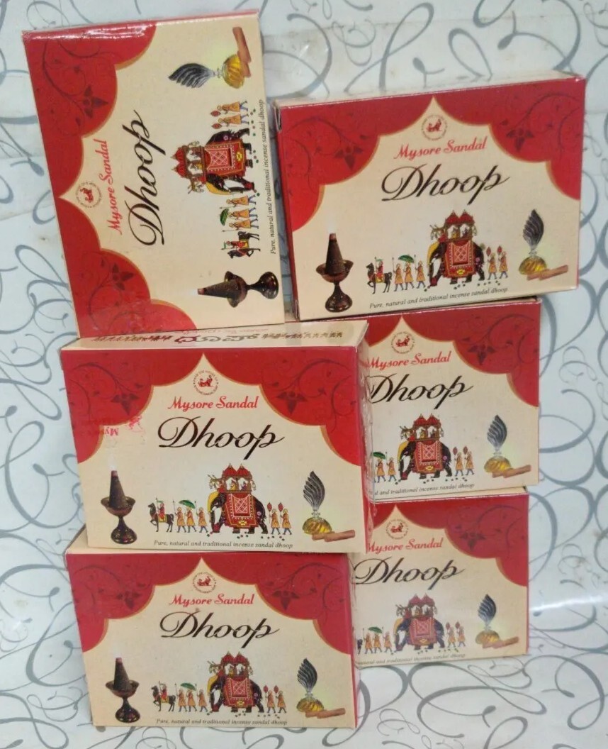 MYSORE Sandal Incense Cones Dhoop – 6Packs of 20 Cones Each (Total-120cones)