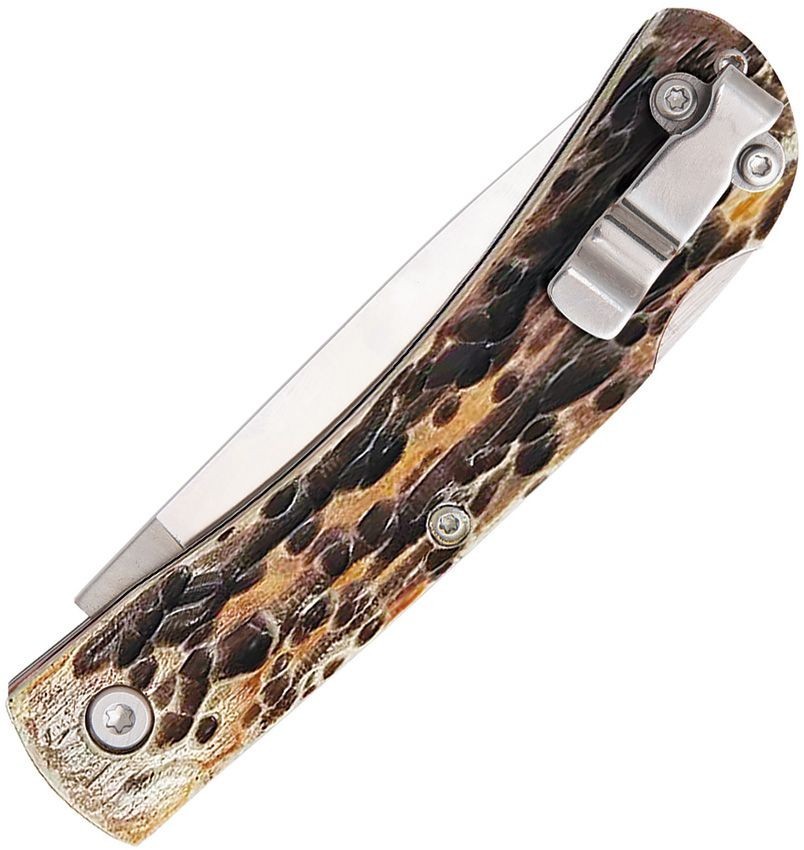 BEAR & SON KNIFE – 3.63″ LOCKBACK STAG BONE HANDLES – S/S BLADE – USA – NIB