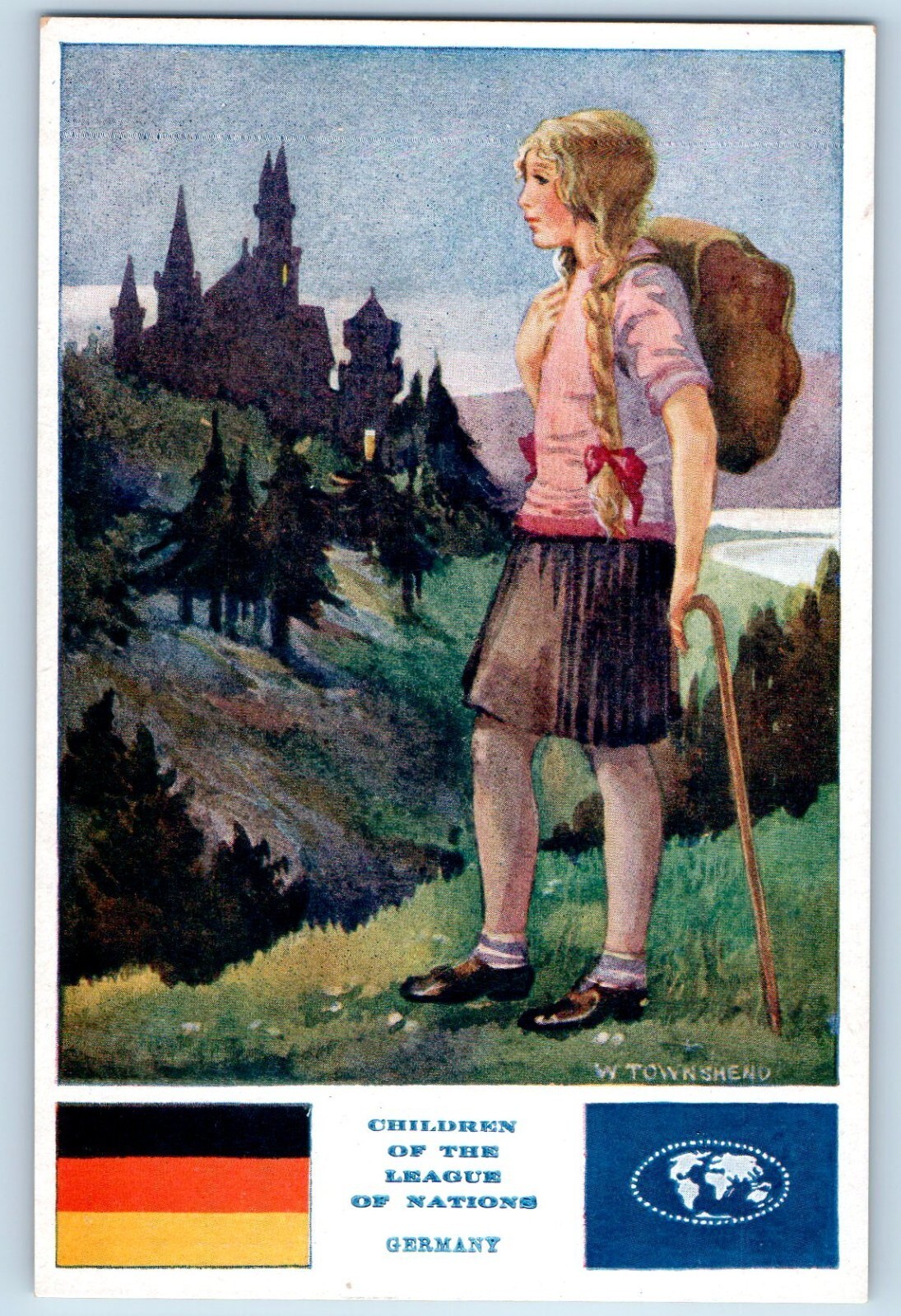 W. Townshend Signed Postcard Children Of The League Of Nations Germany Tuck 3643