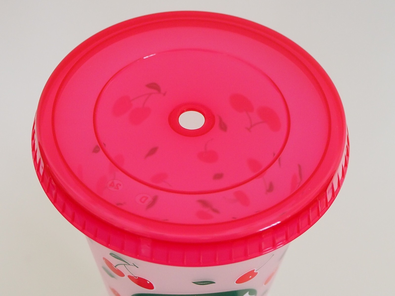 Starbucks Red Cherry 24 fl oz Reusable Pink Cold Cup Tumbler + Straw RARE NEW