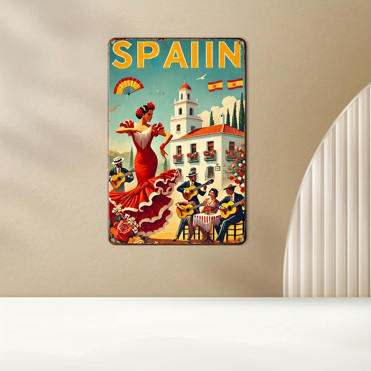 Vibrant Wall Inspired by Spain, Measuring Tin Metal Signs Home Décor Andalusian