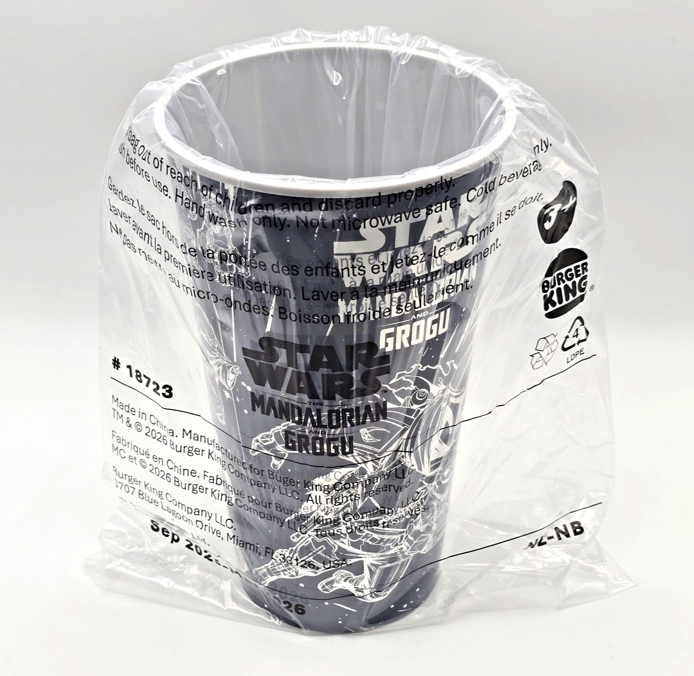 Star Wars 2026 Burger King Collectible 7″ The Mandalorian & Grogu Black Cup NEW