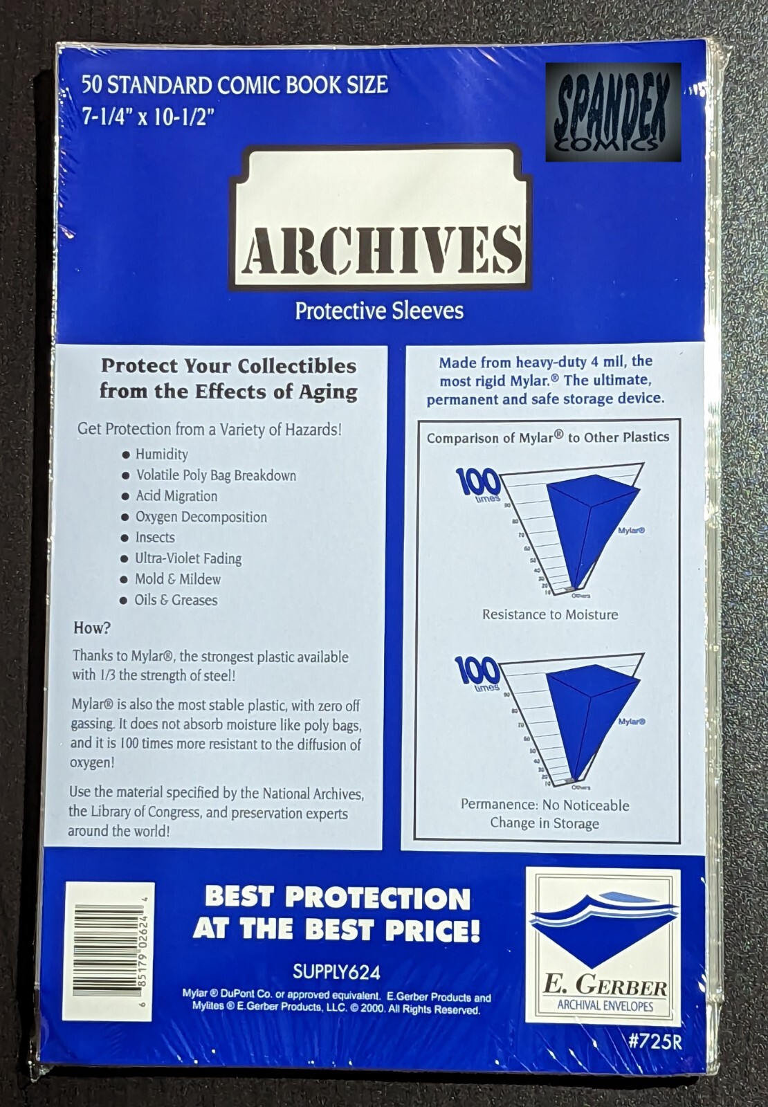 50 E. Gerber Standard Silv Age Comic Book 7 1/4 ” x 10-1/2″ Mylar Archives 725R