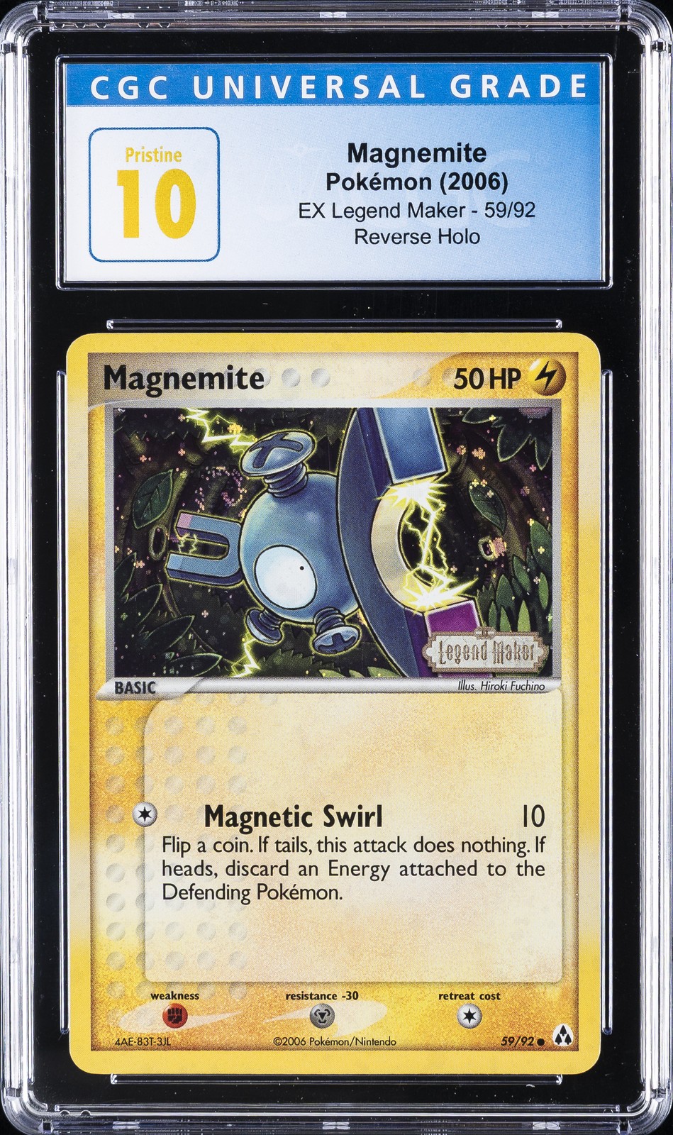 2006 EX LEGEND MAKER REVERSE HOLO #59 MAGNEMITE CGC 10