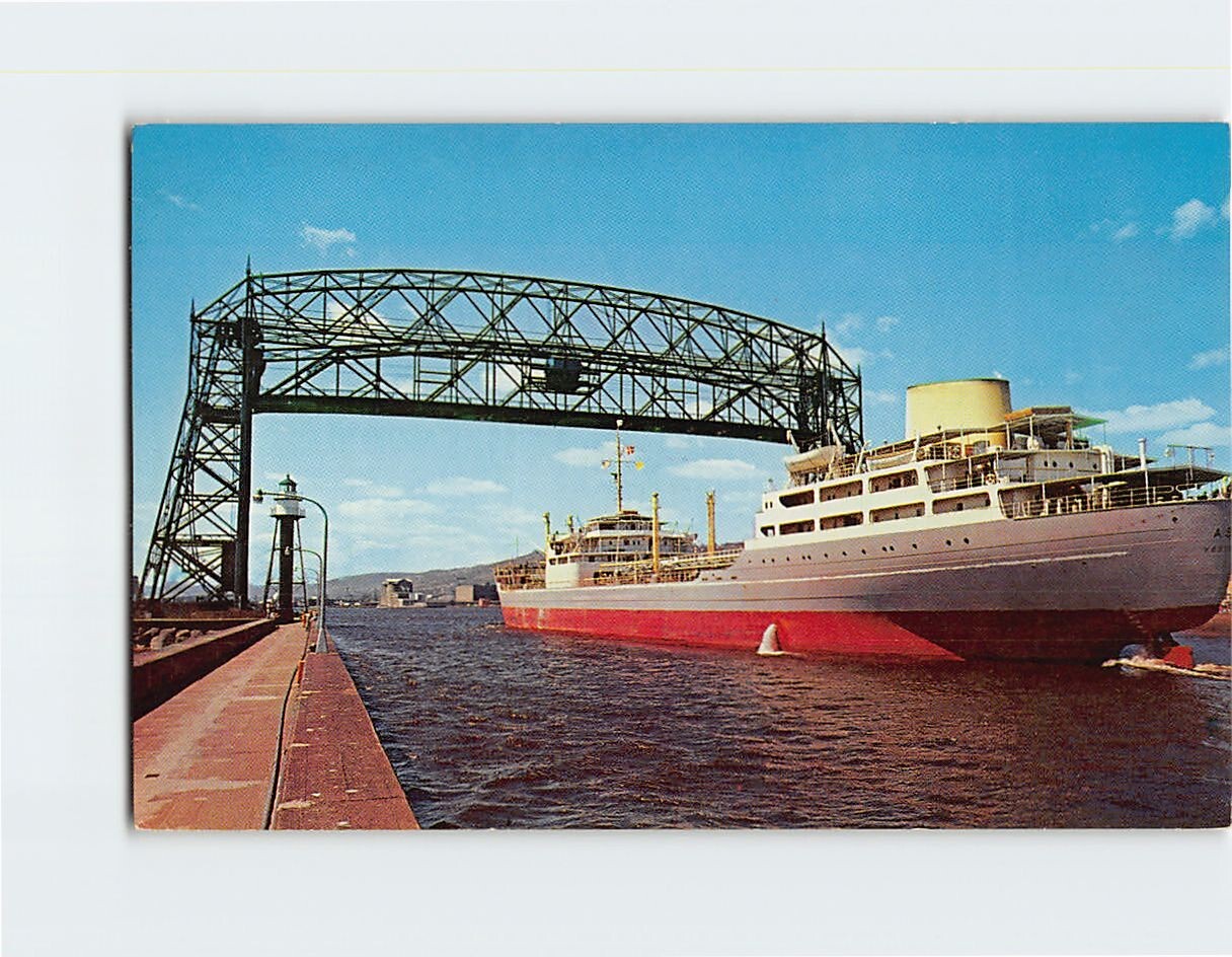 Postcard The Asia Foreign Ships Arrive In Duluth Superior Harbor Minnesota