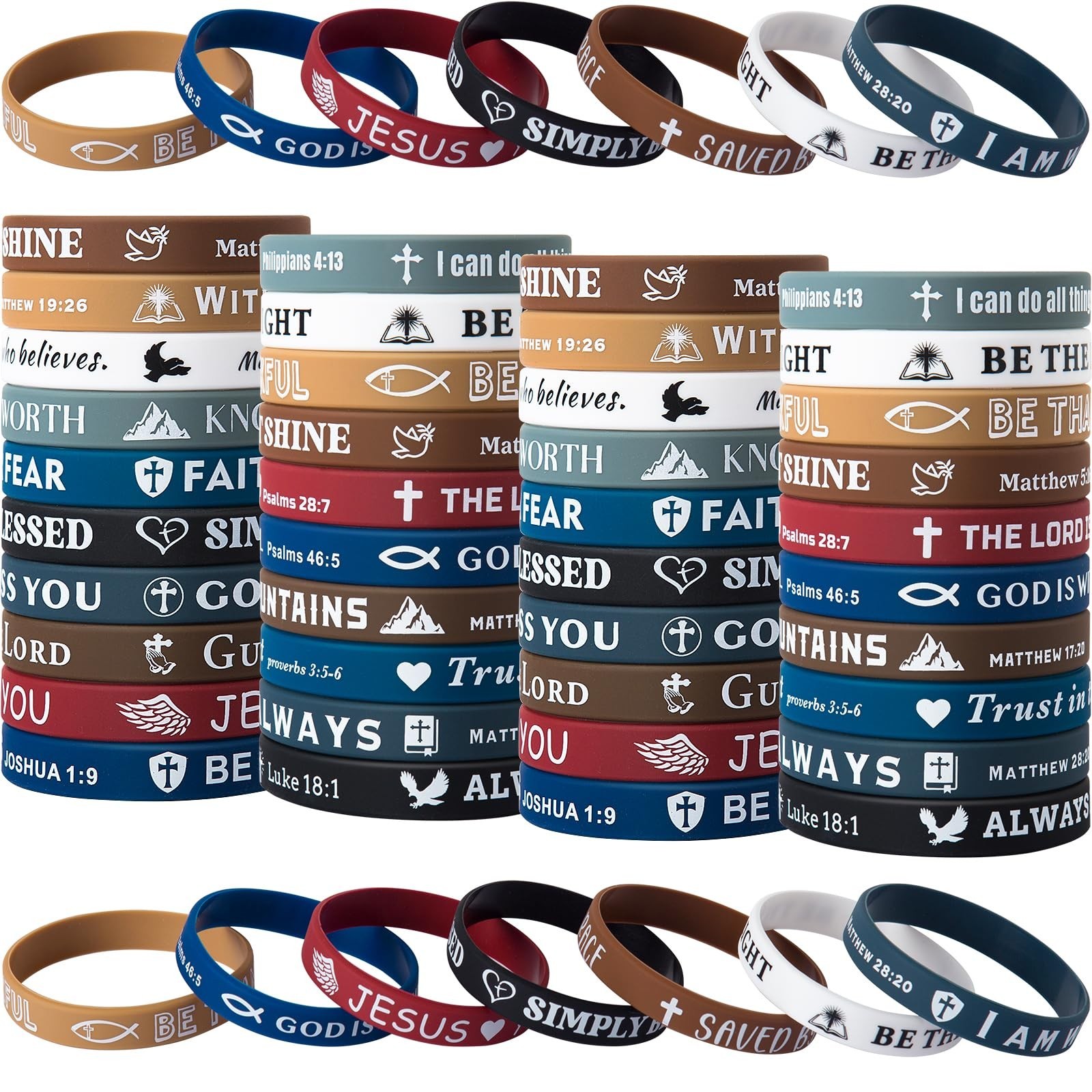 Bible Verse Bracelets 80 Pcs Silicone Wristbands Cute Christian Bracelets Com…