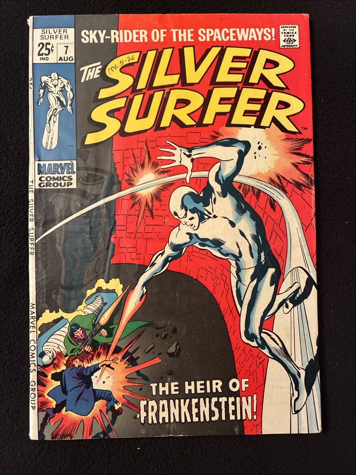 SILVER SURFER 7 3.0 3.5 2 1/2 3 INCH SPINE SPLIT 1969 HEIR OF FRANKENSTEIN IL