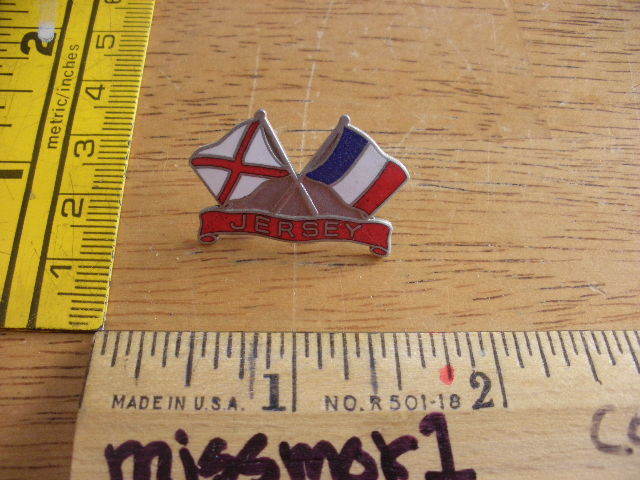 1980s pin tie tac Jersey Dual Flags unique vintage HTF mini