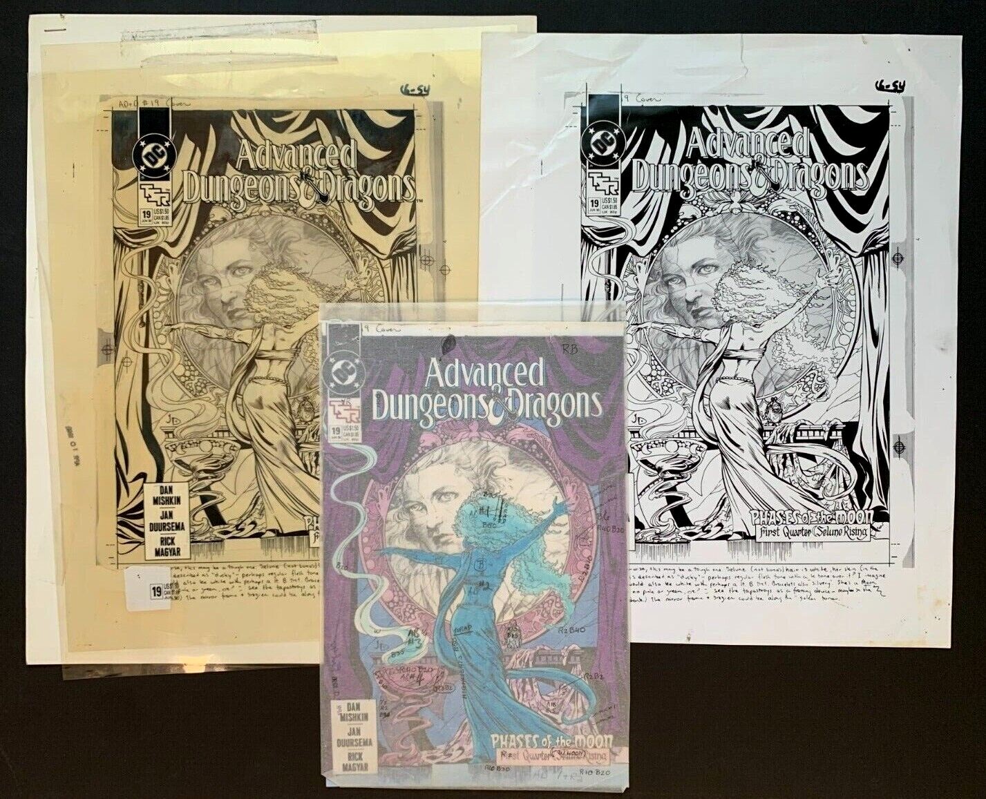 Production art lot ADVANCED DUNGEONS & DRAGONS #19 publishers proof, color guide
