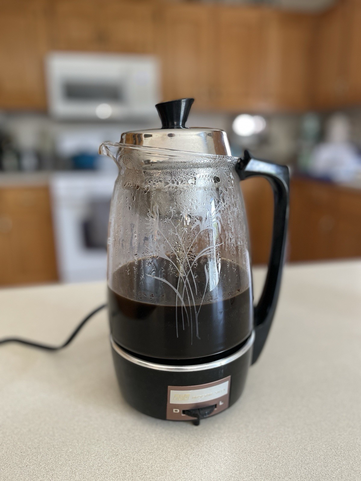 MCM Vintage Proctor Silex Glass Coffee Percolator Pot 70503 Floral Wheat Works
